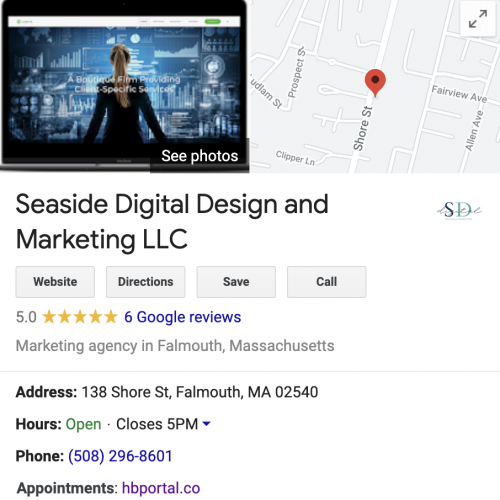 Google My Business listing snapshot